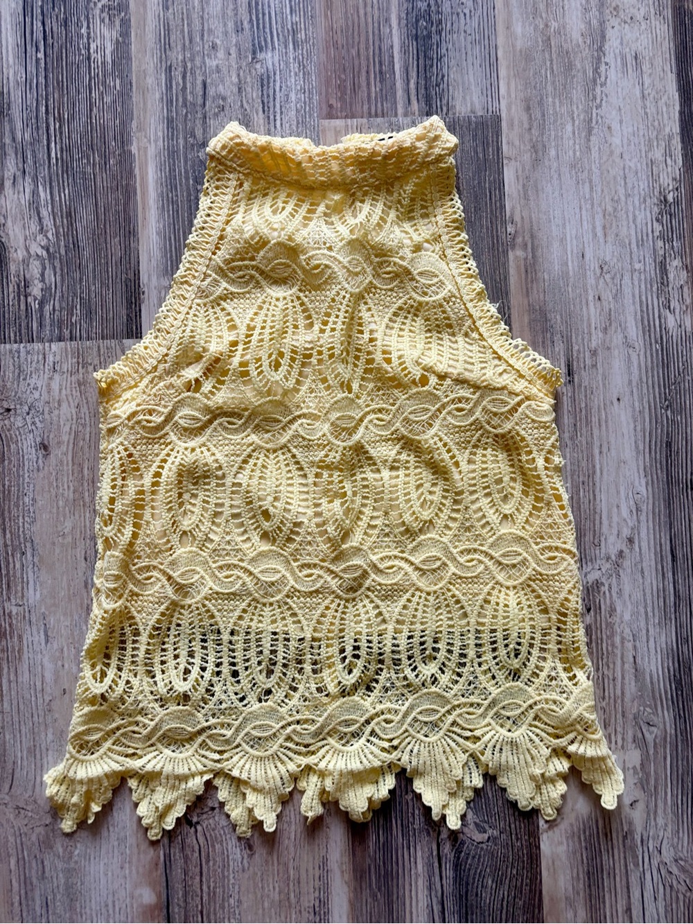 Yellow Crochet Lace Halter Tank Top